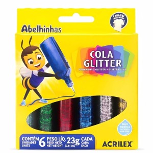 COLA GLITER 23 GR KIT 6 CORES ACRILEX PCT C/6 KITS