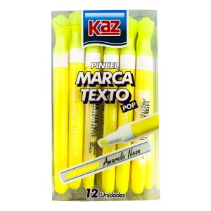 MARCA TEXTO KAZ CX C/12 UNIDADES AMARELO