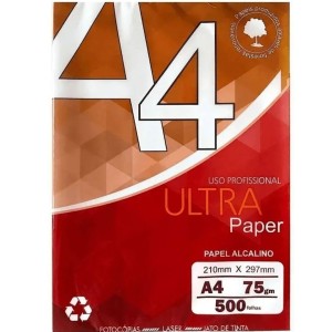 Papel Sulfite A4 75g Branco com 500 Folhas ULTRAPAPER