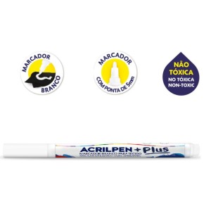 CANETA TECIDO ACRILPEN PLUS BRANCO ACRILEX