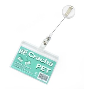 CRACHA PET 56 x 95MM C/CLIP RETRATIL HORIZONTAL YES