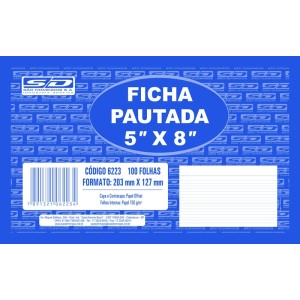 Ficha Pautada 5X8 Com 100 Folhas KAZ